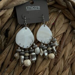 Chico's White and Silver Dangle Earrings BNWT